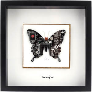 Damir Krivenko's painting "Butterfly" in a black frame