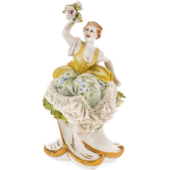 Porcelain statuette "Young lady with flowers"