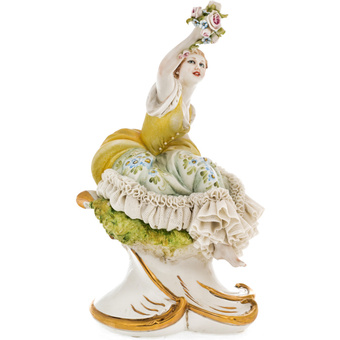 Porcelain statuette "Young lady with flowers"