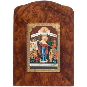 Icon of the Mother of God "Joy of All the sorrowing" made of birch cap