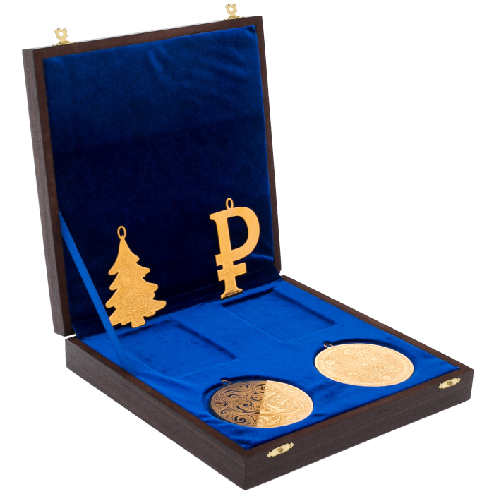 Комплект елочных игрушек "Рубль" 4 шт., Златоуст