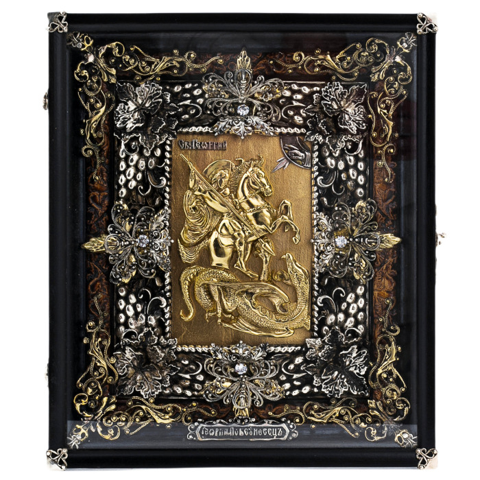 Icon with artistic casting of bronze "George the Victorious"