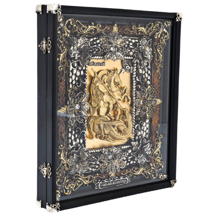 Icon with artistic casting of bronze "George the Victorious"