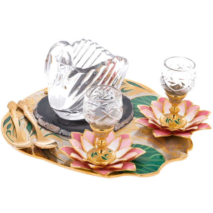 Caviar on agate "Swan" Zlatoust