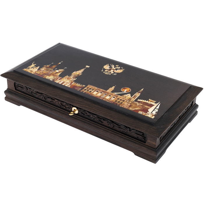 A box for weapons made of stained oak and amber "Patriot"