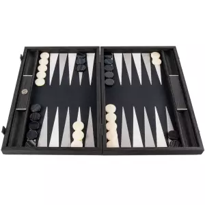 Backgammon made of veneer and leather "Manopoulos" black