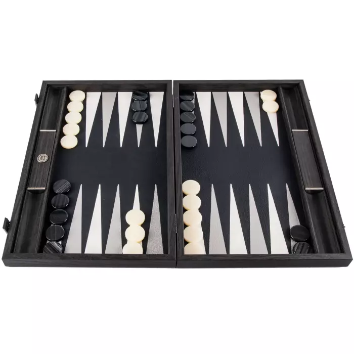 Backgammon made of veneer and leather "Manopoulos" black