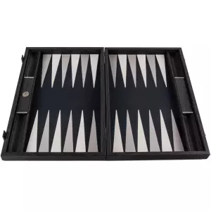 Backgammon made of veneer and leather "Manopoulos" black