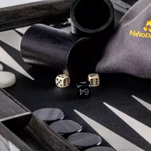 Backgammon made of veneer and leather "Manopoulos" black