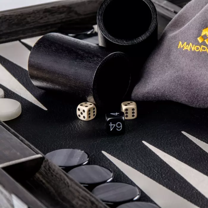 Backgammon made of veneer and leather "Manopoulos" black