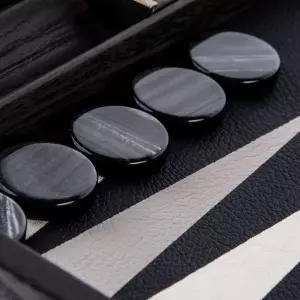 Backgammon made of veneer and leather "Manopoulos" black