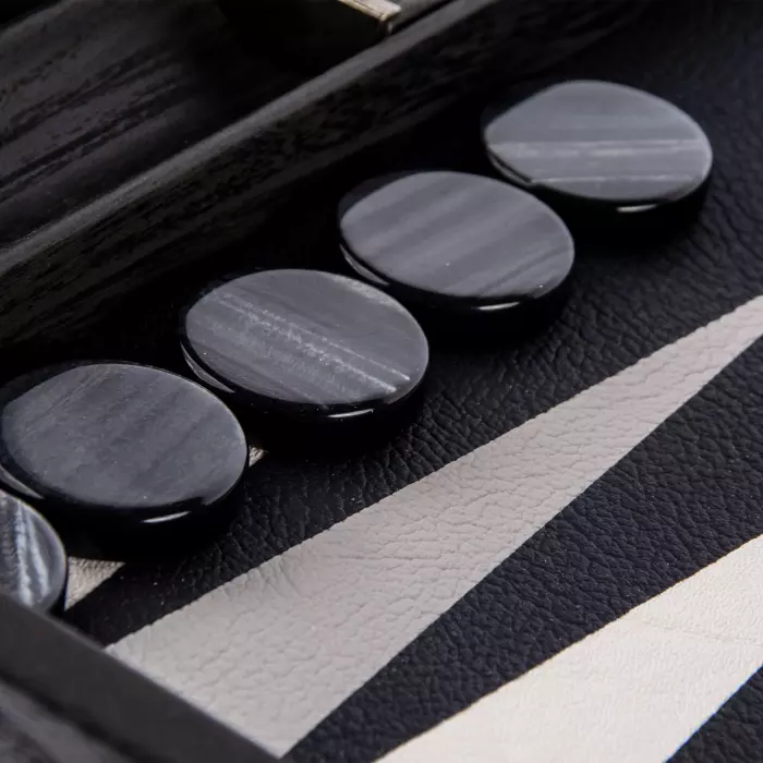 Backgammon made of veneer and leather "Manopoulos" black