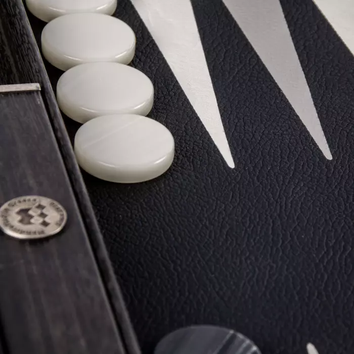 Backgammon made of veneer and leather "Manopoulos" black