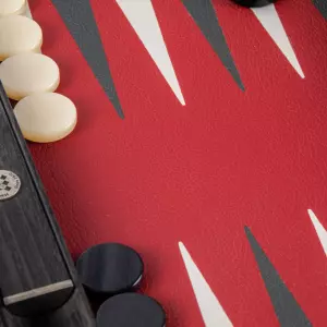 Backgammon made of veneer and leather "Manopoulos" burgundy-red
