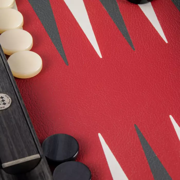 Backgammon made of veneer and leather "Manopoulos" burgundy-red