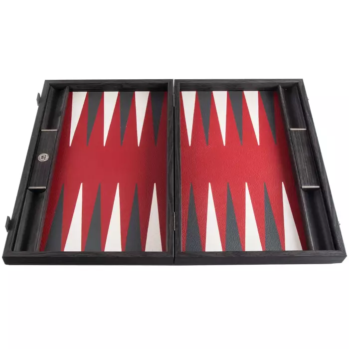 Backgammon made of veneer and leather "Manopoulos" burgundy-red