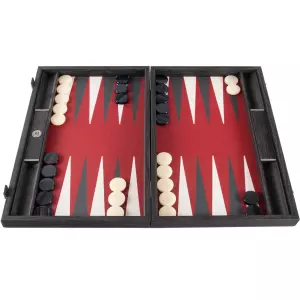 Backgammon made of veneer and leather "Manopoulos" burgundy-red