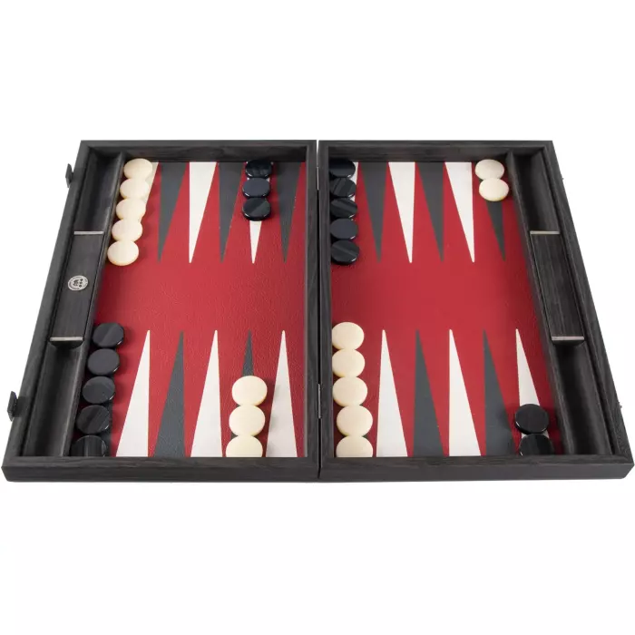 Backgammon made of veneer and leather "Manopoulos" burgundy-red