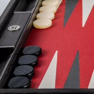 Backgammon made of veneer and leather "Manopoulos" burgundy-red