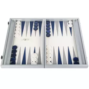Backgammon made of veneer and leather "Manopoulos" blue and white