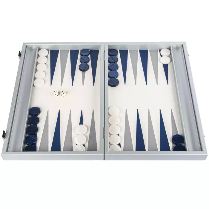 Backgammon made of veneer and leather "Manopoulos" blue and white