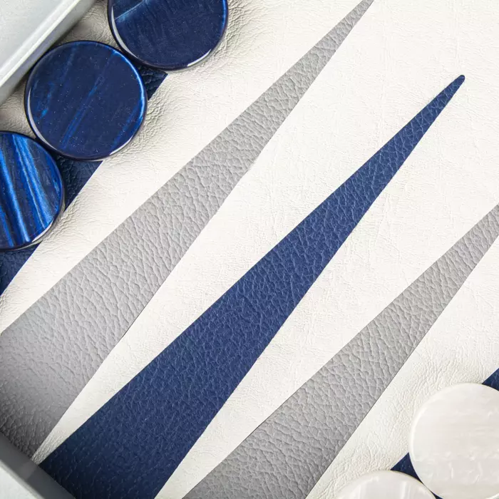 Backgammon made of veneer and leather "Manopoulos" blue and white