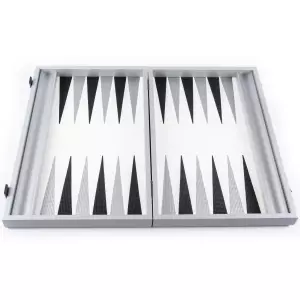 Backgammon made of veneer and leather "Manopoulos" white carbon