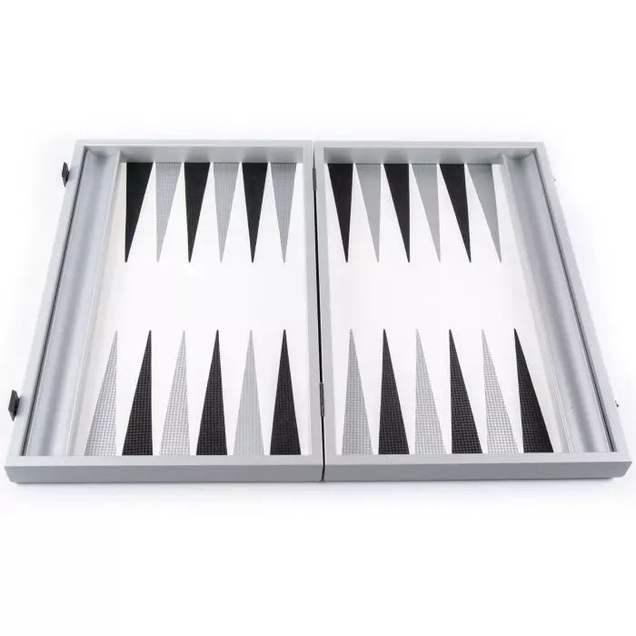 Backgammon made of veneer and leather "Manopoulos" white carbon