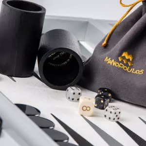 Backgammon made of veneer and leather "Manopoulos" white carbon
