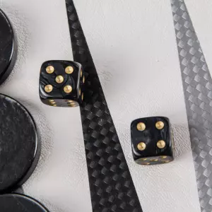 Backgammon made of veneer and leather "Manopoulos" white carbon