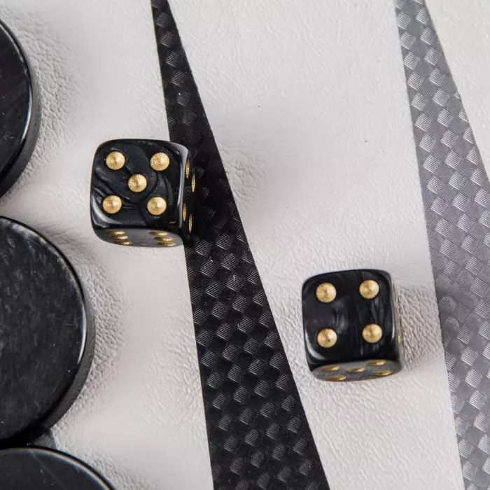 Backgammon made of veneer and leather "Manopoulos" white carbon