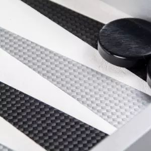 Backgammon made of veneer and leather "Manopoulos" white carbon