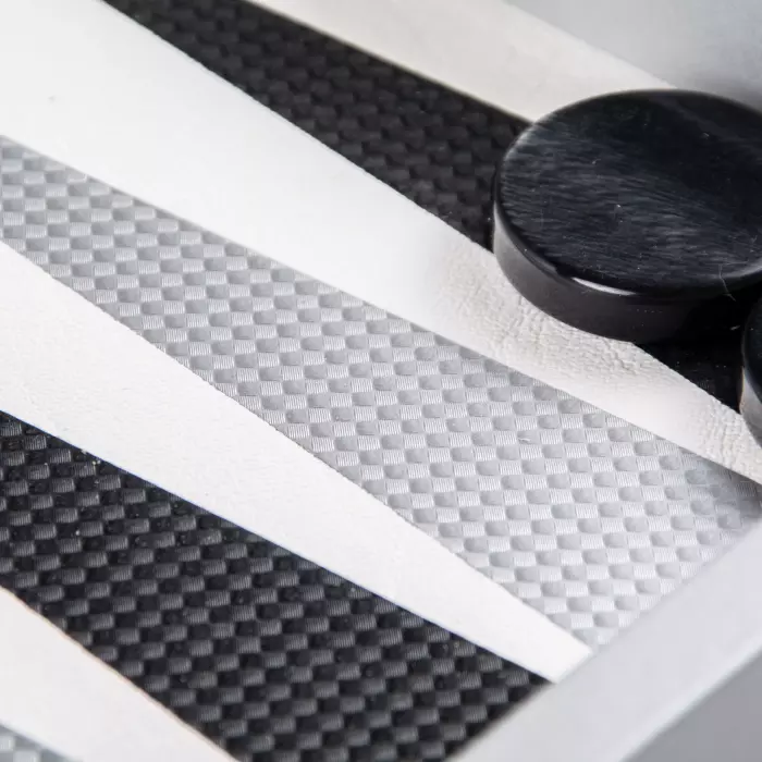 Backgammon made of veneer and leather "Manopoulos" white carbon
