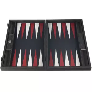 Backgammon made of veneer and crocodile skin "Manopoulos" dark gray