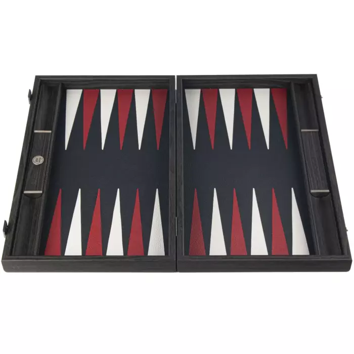 Backgammon made of veneer and crocodile skin "Manopoulos" dark gray