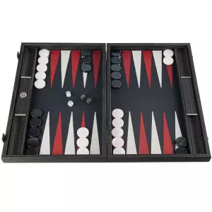 Backgammon made of veneer and crocodile skin "Manopoulos" dark gray