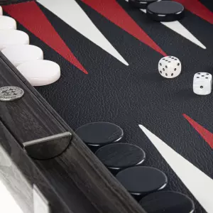 Backgammon made of veneer and crocodile skin "Manopoulos" dark gray