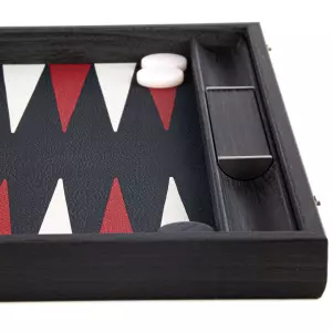 Backgammon made of veneer and crocodile skin "Manopoulos" dark gray