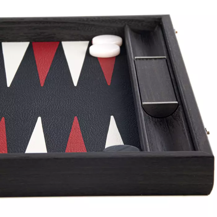 Backgammon made of veneer and crocodile skin "Manopoulos" dark gray