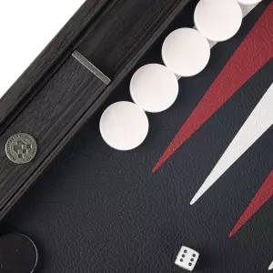 Backgammon made of veneer and crocodile skin "Manopoulos" dark gray