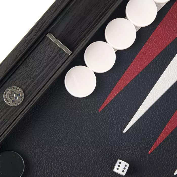 Backgammon made of veneer and crocodile skin "Manopoulos" dark gray