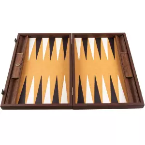 Backgammon made of veneer and ostrich leather "Manopoulos" brown