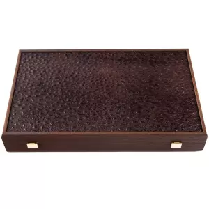 Backgammon made of veneer and ostrich leather "Manopoulos" brown