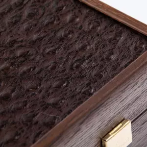 Backgammon made of veneer and ostrich leather "Manopoulos" brown
