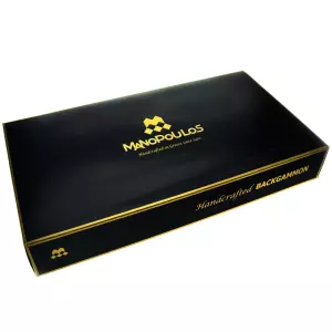 Backgammon made of veneer and ostrich leather "Manopoulos" brown