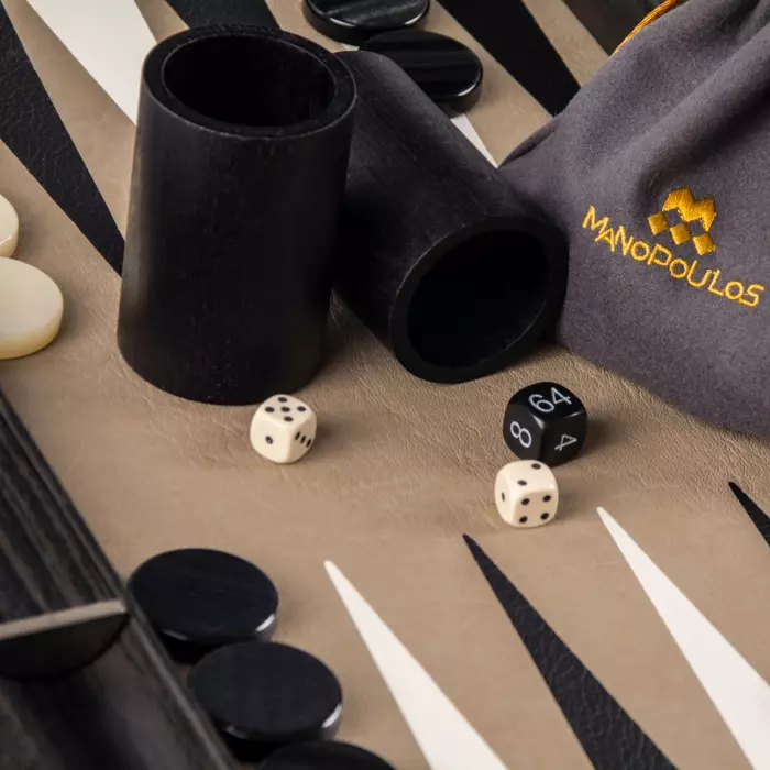 Backgammon made of veneer and python skin "Manopoulos" black