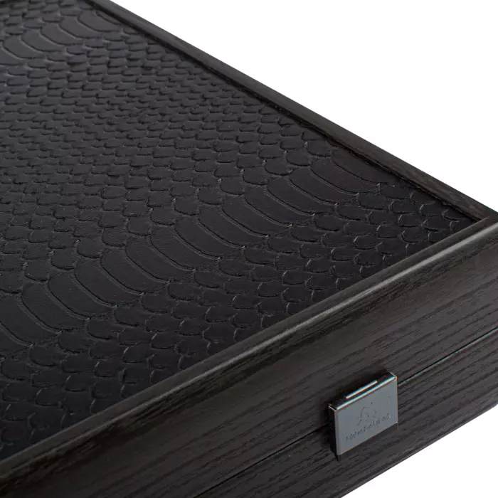 Backgammon made of veneer and python skin "Manopoulos" black