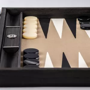 Backgammon made of veneer and python skin "Manopoulos" black