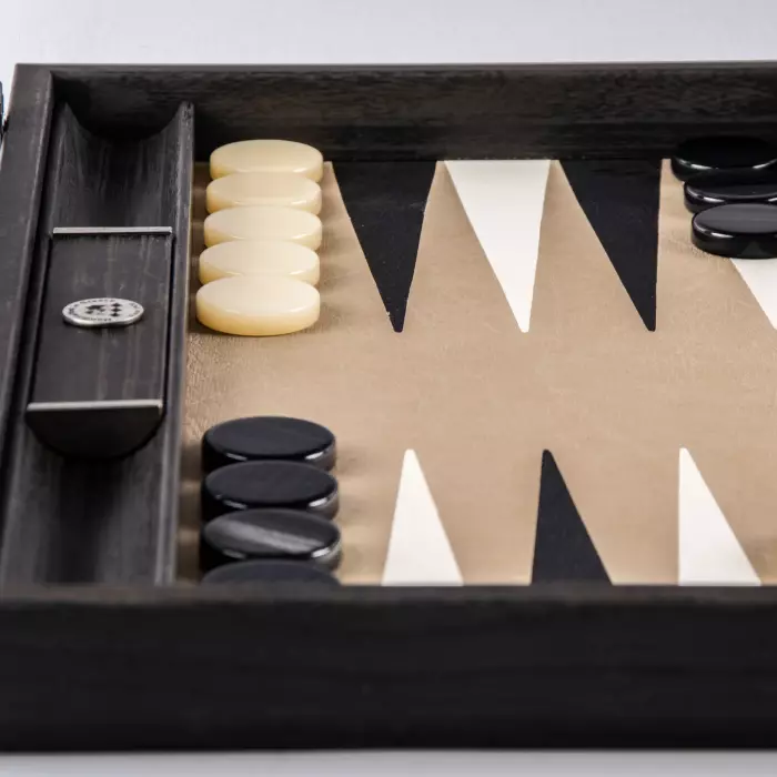 Backgammon made of veneer and python skin "Manopoulos" black