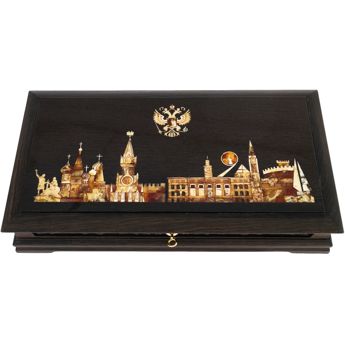 A box for weapons made of stained oak and amber "Patriot"